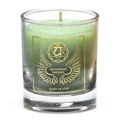 Candela votiva profumata Arcangelo Raffaello 4°chakra