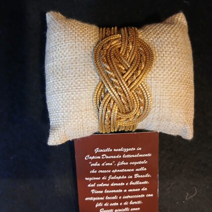 Bracciale rigido oro vegetale capim dourado  cordoncino