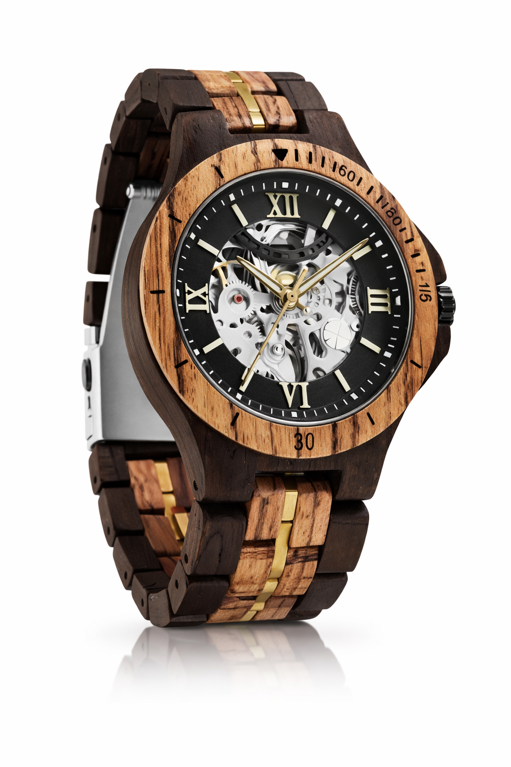 Orologio legno Zebrano e Ebano Automatico