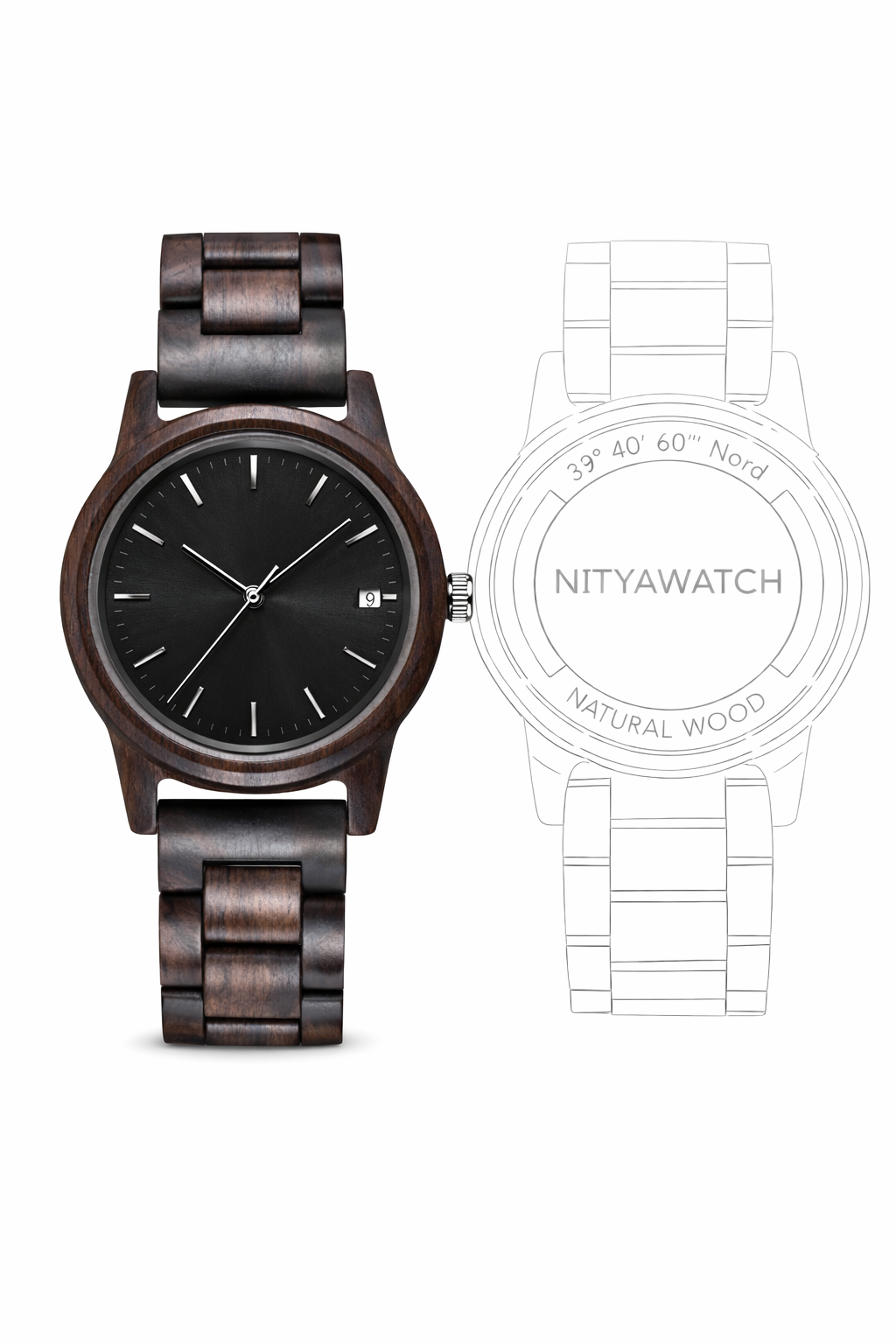 Orologio legno Diamante Black 1330
