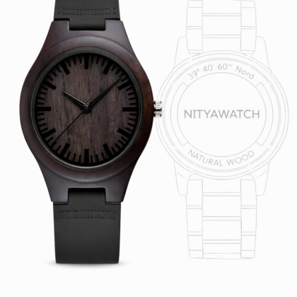 Orologio legno Wood Ebano e Pelle